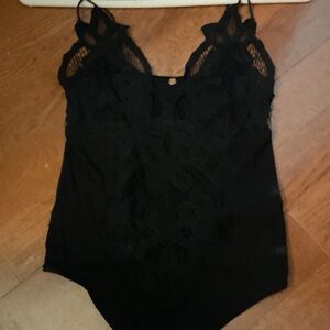 Free People Black Lace Bodysuit
